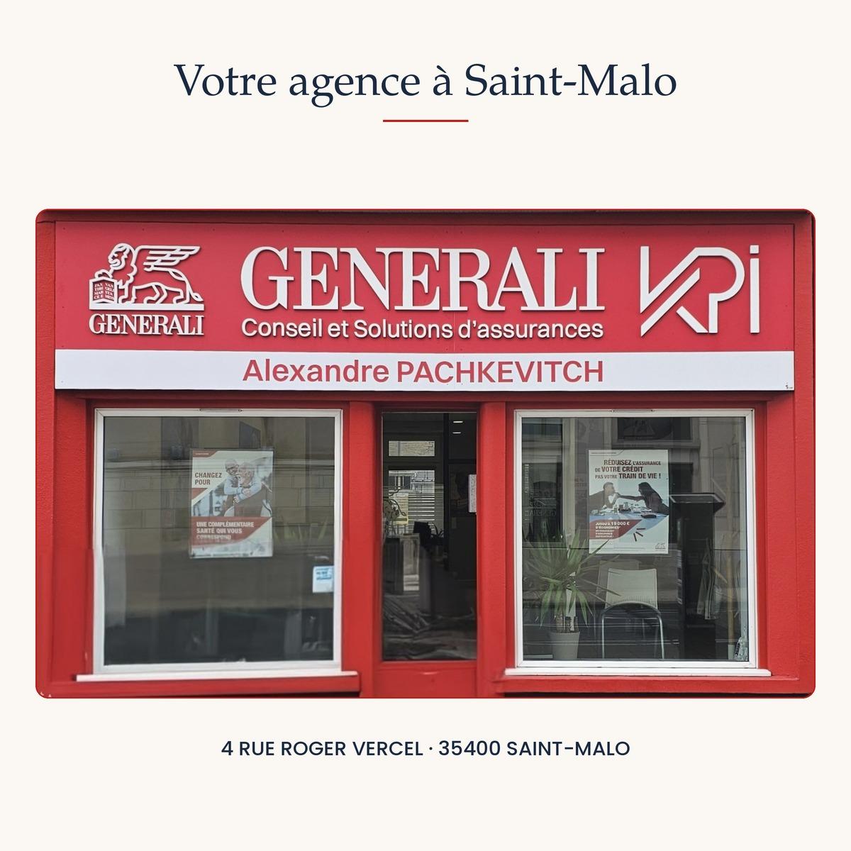 Façade de l'agence Generali Alexandre Pachkevitch Assurances, 4 rue Roger Vercel à Saint-Malo