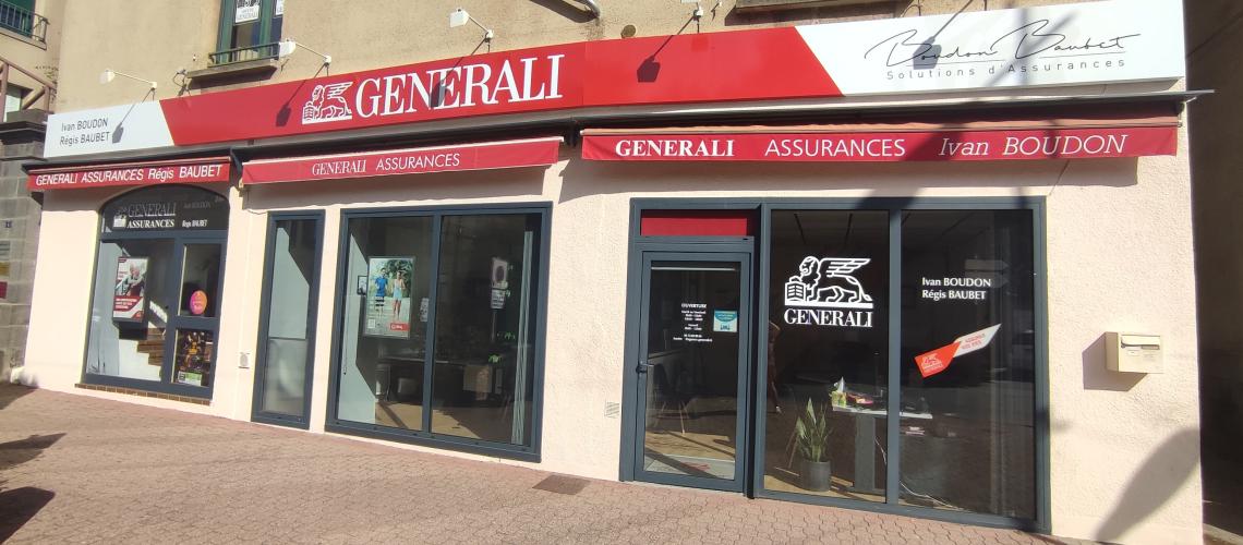 Description : Notre agence Assurance Generali - Sarl Boudon - Baubet située à Issoire, est à vos côtés pour vous accompagner à chaque étape de votre vie. Nous vous proposons des solutions d’assurance et d’épargne personnalisées, adaptées à vos besoins d'aujourd'hui comme à vos projets de demain. Protéger ce qui compte pour vous, préparer l’avenir, faire les bons choix au bon moment : nous sommes là pour vous écouter et vous conseiller. Parce que vos 1001 vies méritent un accompagnement à la hauteur.