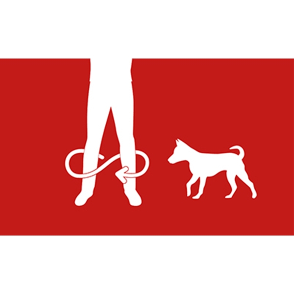 vignette dessin chien à côté des jambes de son propriétaire