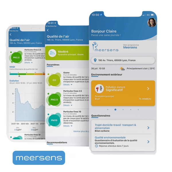 Capture d'écrans de l'application mobile  Meersens pour Generali